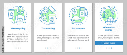 Environment protection onboarding mobile app page screen with li