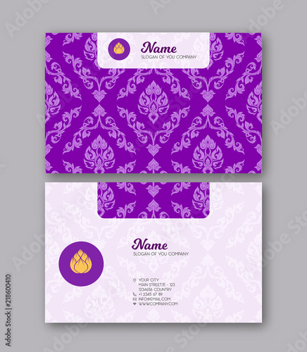 A template for the two sides of the  business card, decorated wi