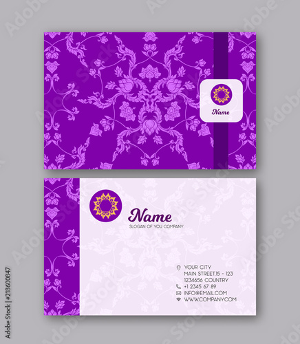 A template for the two sides of the  business card, decorated wi