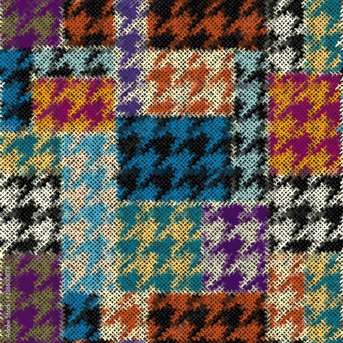 Seamless Hounds-tooth pattern. Imitation of a texture of rough canvas. Vector image.