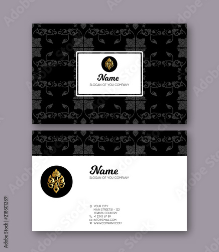 A template for the two sides of the  business card, decorated wi