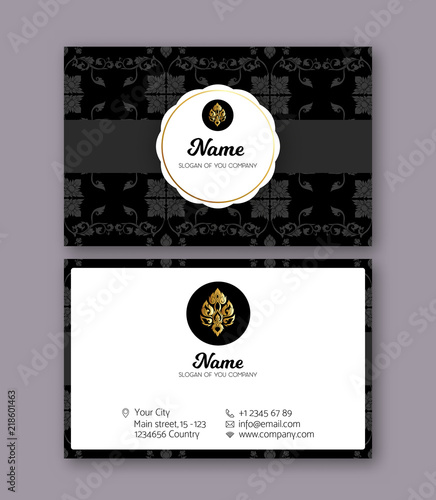 A template for the two sides of the  business card, decorated wi