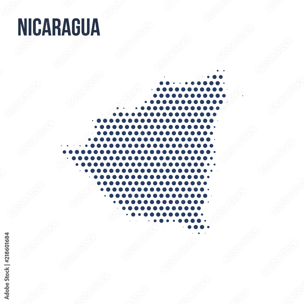 Dotted map of Nicaragua isolated on white background.