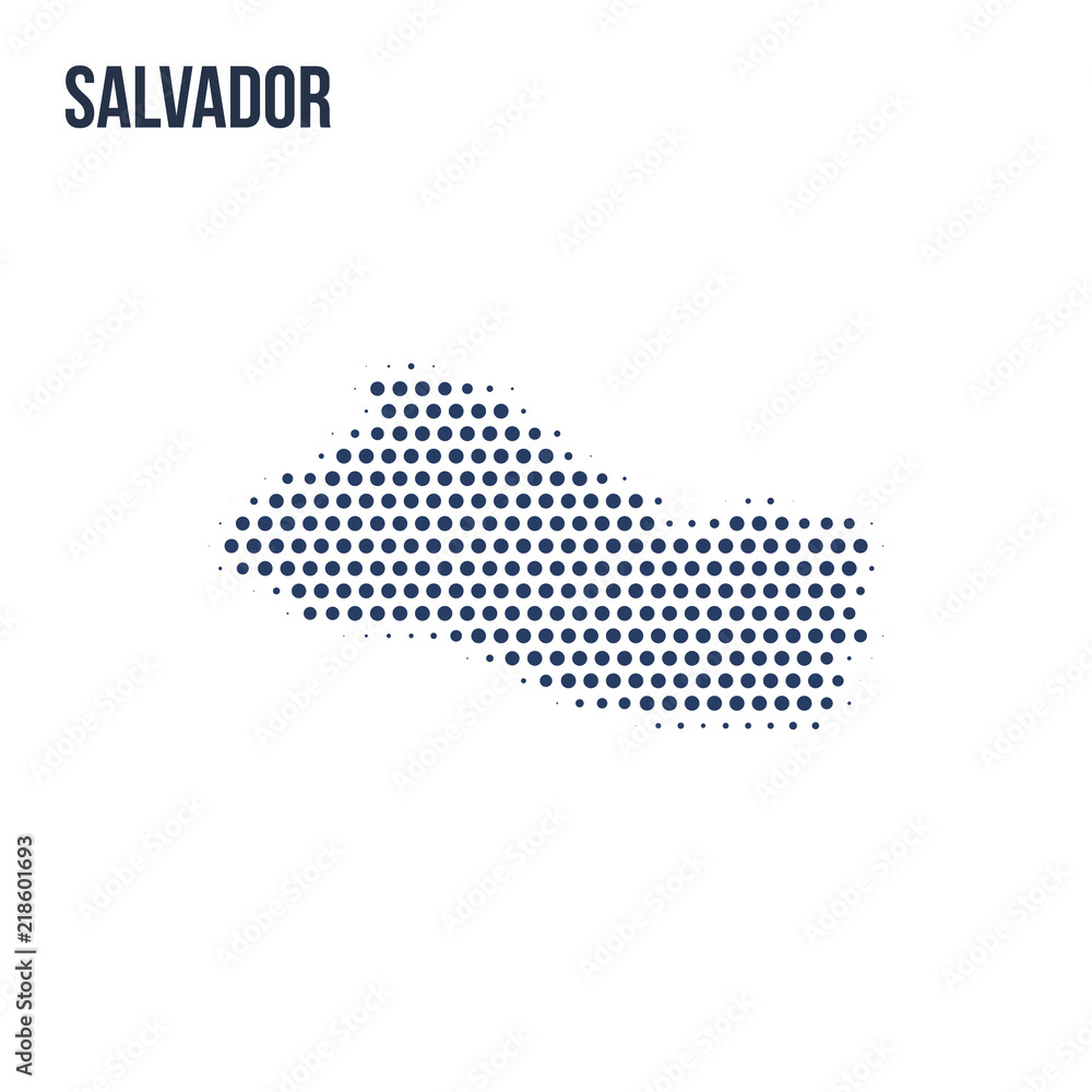 Dotted map of Salvador isolated on white background.