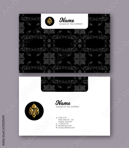 A template for the two sides of the  business card, decorated wi