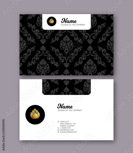 A template for the two sides of the  business card, decorated wi