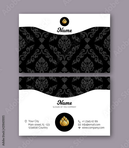 A template for the two sides of the  business card, decorated wi