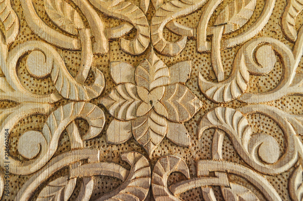 Wooden panel crafted with flower