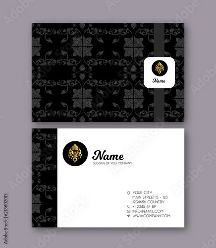 A template for the two sides of the  business card, decorated wi
