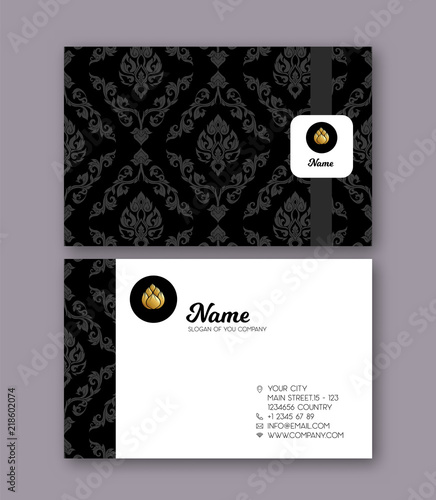 A template for the two sides of the  business card, decorated wi