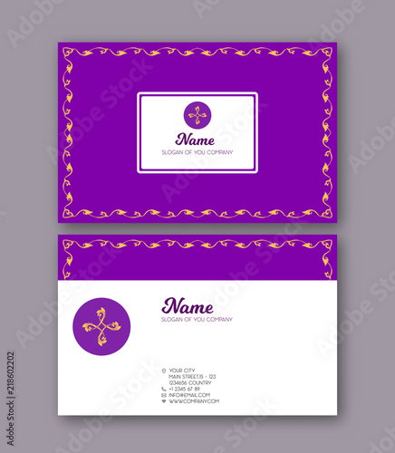 A template for the two sides of the  business card, decorated wi
