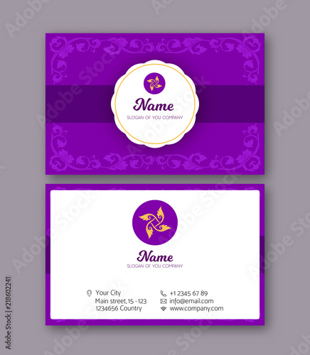A template for the two sides of the  business card, decorated wi
