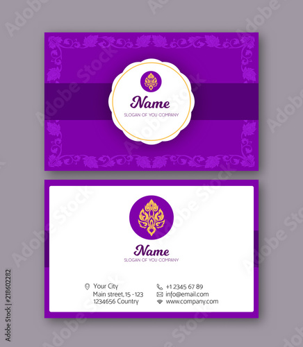 A template for the two sides of the  business card, decorated wi
