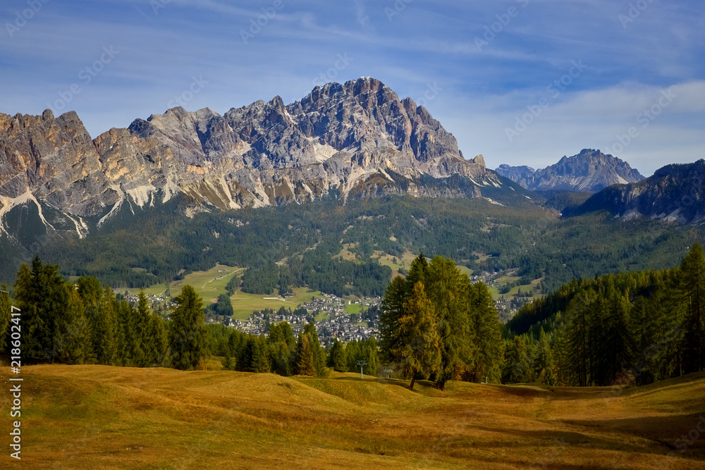 Dolomites, Italy, in the valley view of Cortina di Ampezzo