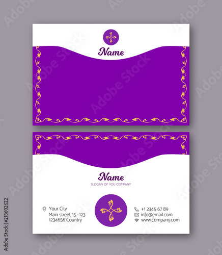 A template for the two sides of the  business card, decorated wi