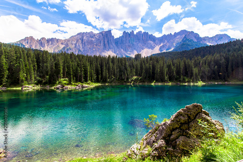 Fototapeta Naklejka Na Ścianę i Meble -  The Karersee, a lake in the Italian Dolomites