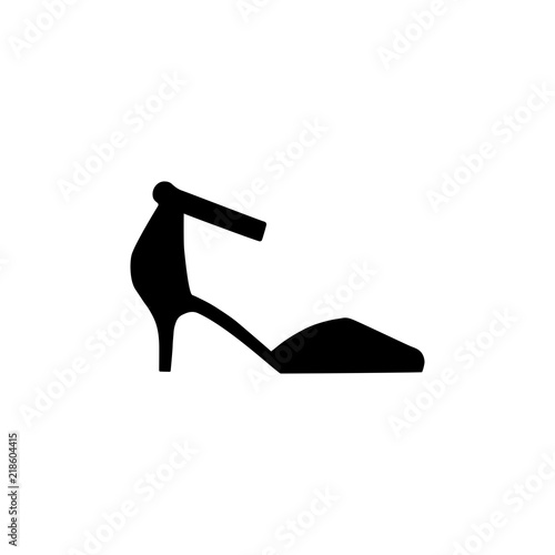 Female shoe with high heel. Elegant black court shoe isolated on while background. Vector illustration.