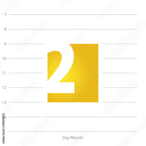 2019 Calendar day 2 planner yellow background