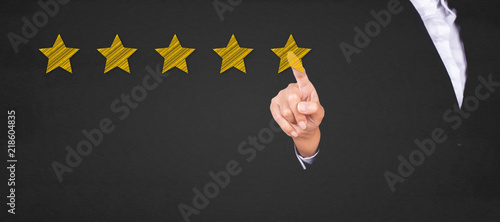 business pointing five star to increase the rating