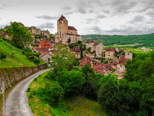 Saint Cirq Lapopie medieval village cityscape, Lot, France