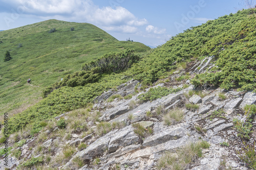 Beautiful mountain view from the entrances on the path to the Eho hut. The Troyan Balkan is exceptionally picturesque and offers a combination of wonderful mountain scenery, fresh air.