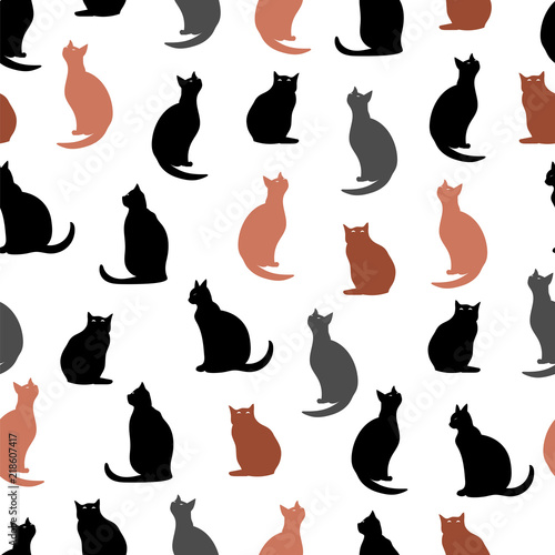 the silhouette of a cat. seamless pattern