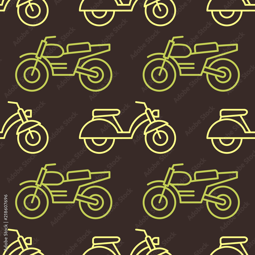 Seamless pattern with motorcycles and mopeds for your design Seamless pattern with motorcycles and mopeds for your design