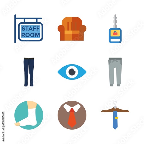human icons set. material, silk, button and work graphic works