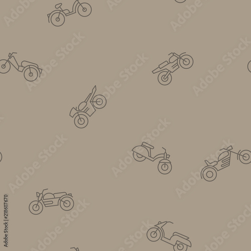 Seamless pattern with motorcycles and mopeds for your design