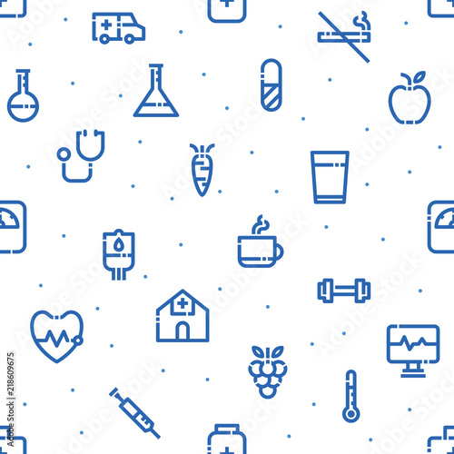 Seamless Pattern of Healthy Life Vector Illustration. Medical Health Icon for Website Mobile App Presentation