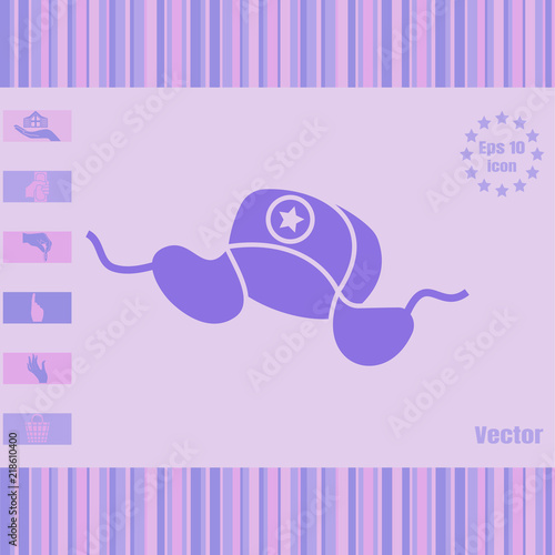 russian traditional winter hat called ushanka, ear flaps cap vector icon.