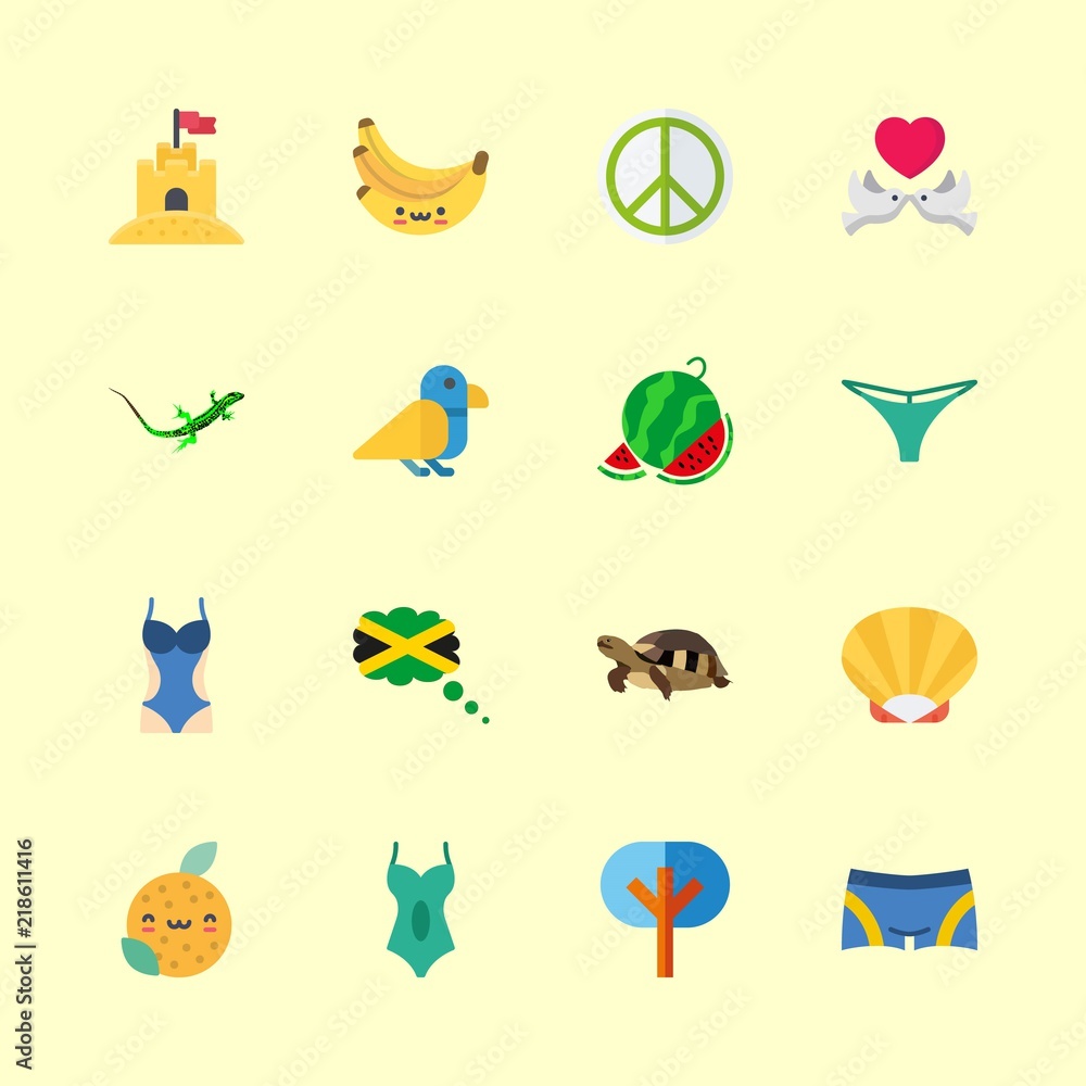 16 tropical icons set