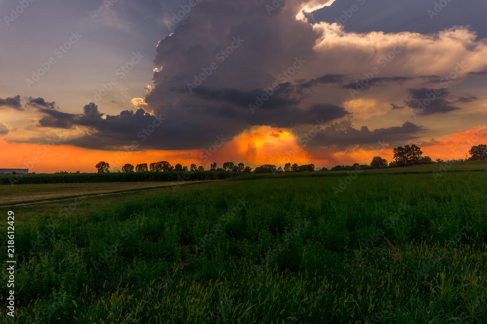 countryside panorama at sunset