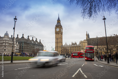car traffic in London city. Big Ben in background, long exposure photo © Ioan Panaite