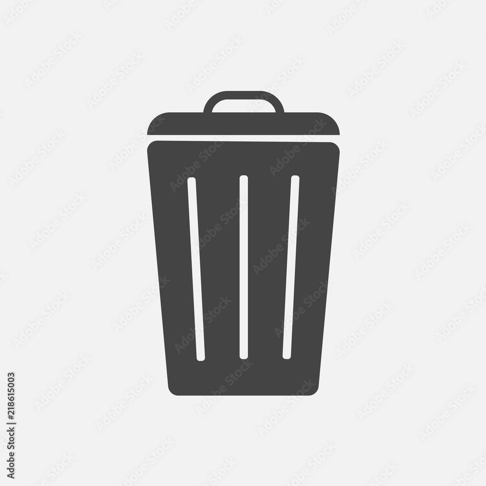 Container recycling of garbage sign isolated. Flat icon bin on gray background. Flat image Trash can. Layers grouped for easy editing illustration. For your design. Container recycling of garbage sign isolated. Flat icon bin on gray background. Flat image Trash can. Layers grouped for easy editing illustration. For your design.