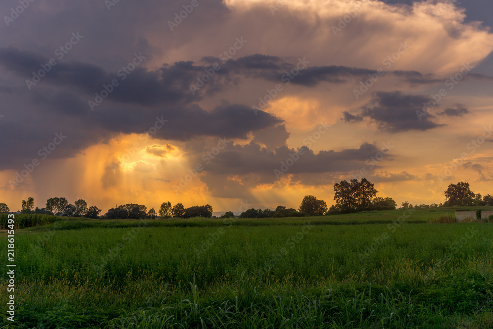 countryside panorama at sunset