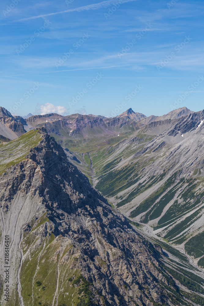 Fototapeta premium Welschtobel canyon in Schanfigg, Switzerland with blue sky
