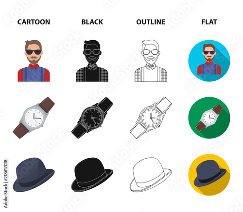 Hipster, fashion, style, subculture .Hipster style set collection icons in cartoon,black,outline,flat style vector symbol stock illustration web.