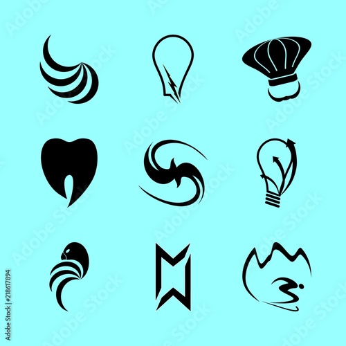 logo vector icons set. winter resort logo, inspiration program logo, dentist logo and restaurant logo in this set