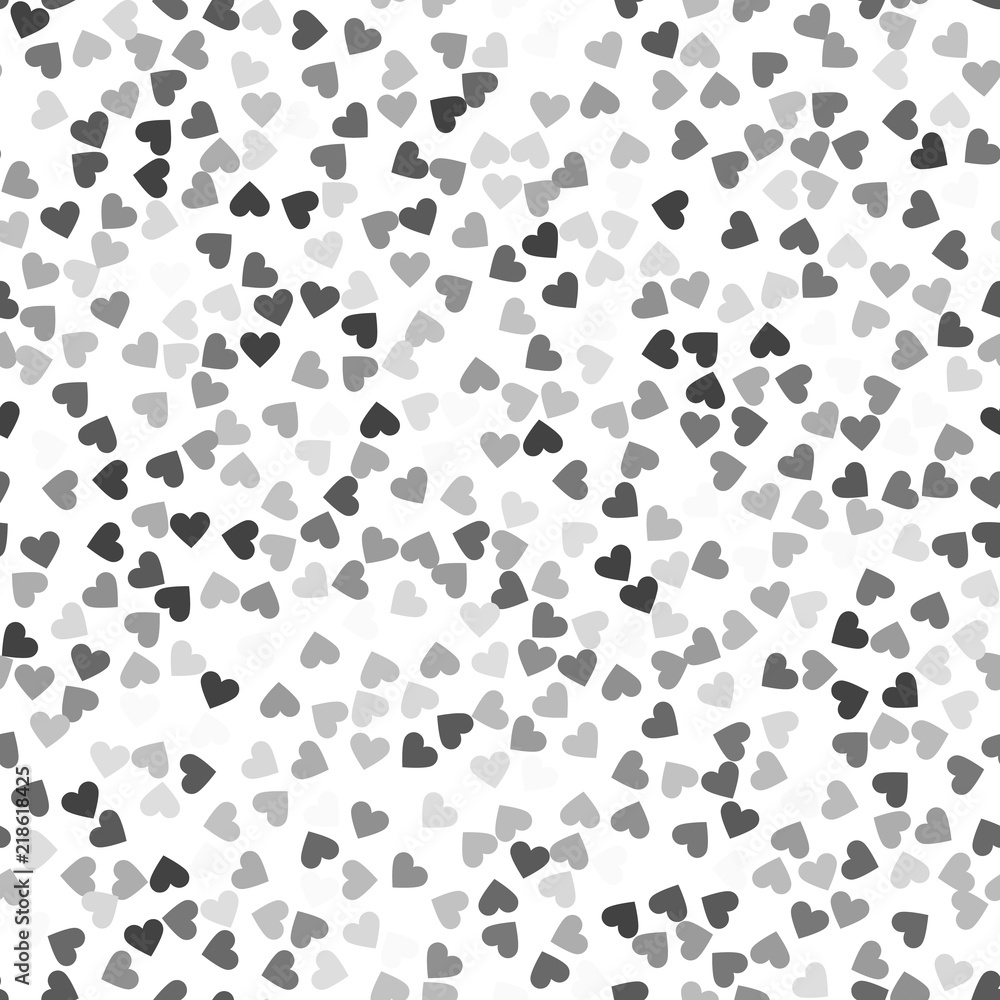 Glitter seamless texture. Actual silver particles. Endless pattern made of sparkling hearts. Trendin