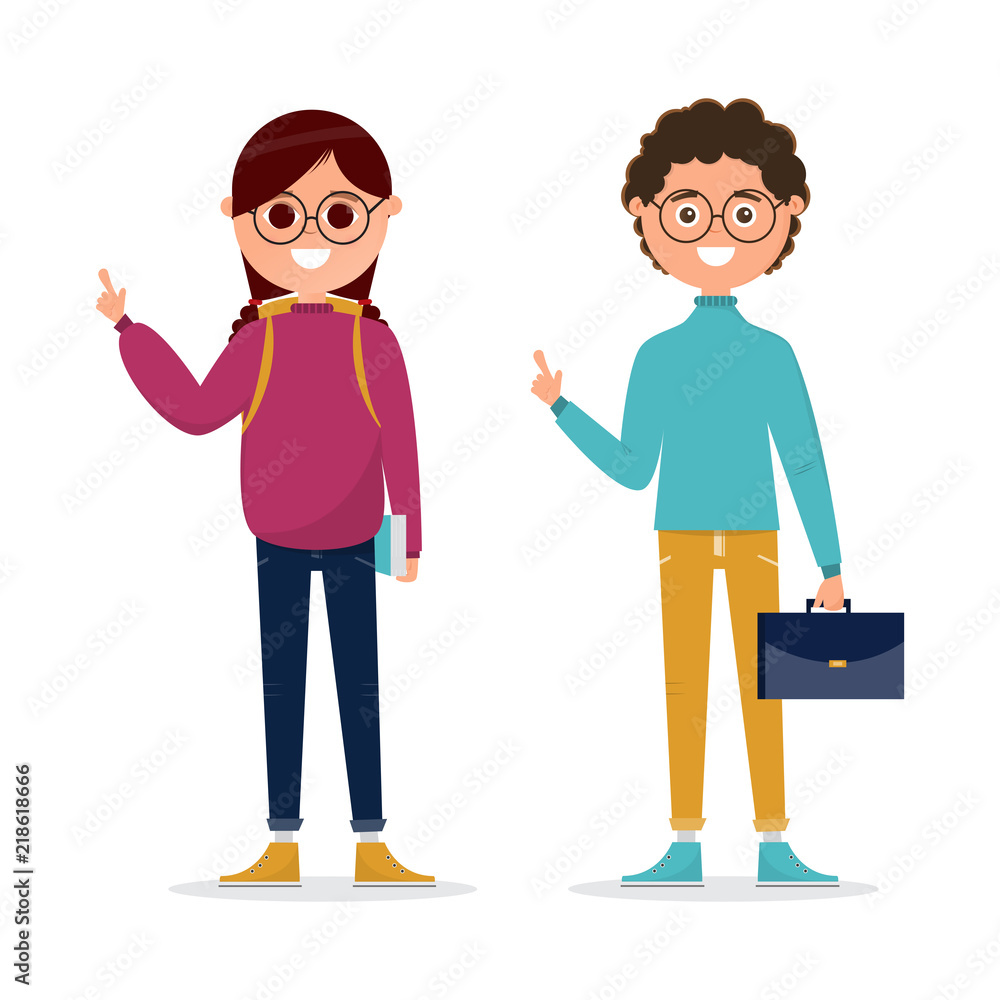 students in different character isolated on white background students in different character isolated on white background