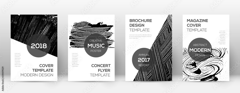 Cover page design template. Modern brochure layout. Comely trendy abstract cover page. Black and whi
