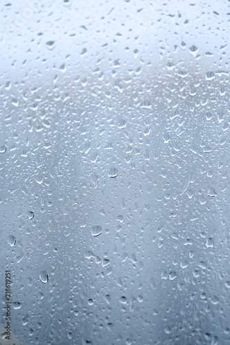 Close up of water drops on window glass