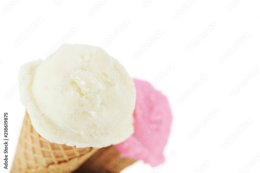 Colorful ice cream on white background