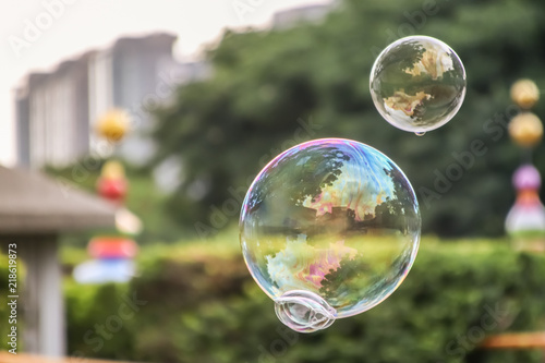 Soap bubbles as background blur