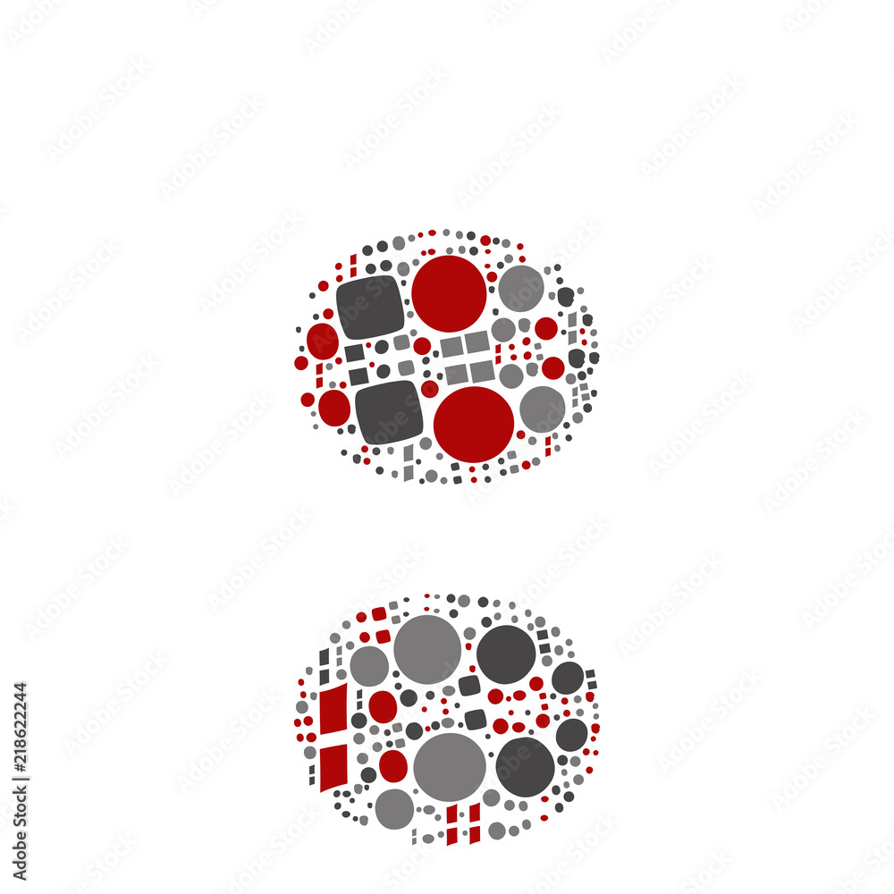 Vector conceptual red, gray and black playful funny education font made of symbol collection or group on character shapes isolated on white background. A modern art alphabet learning element design Vector conceptual red, gray and black playful funny education font made of symbol collection or group on character shapes isolated on white background. A modern art alphabet learning element design