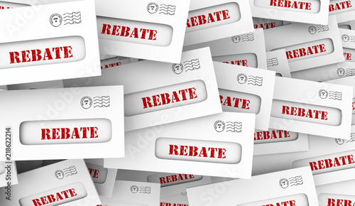 Slika na platnu Rebate Get Money Back Tax Return Envelope 3d Illustration