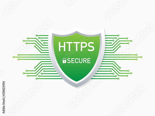 HTTPS Protocol. Safe and Secure Web sites on the Internet. SSL certificate for the site. Advantage TLS. Vector illustration.