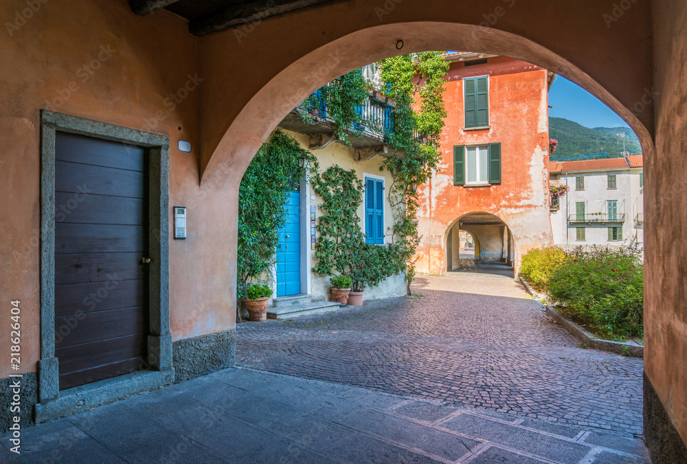 Scenic sight in Mandello del Lario, picturesque village on Lake Como, Lombardy, Italy.