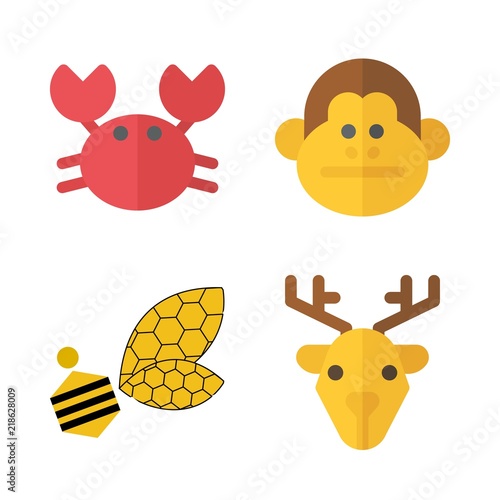 animal icons set. elaphus, red deer, nectar and propolis graphic works